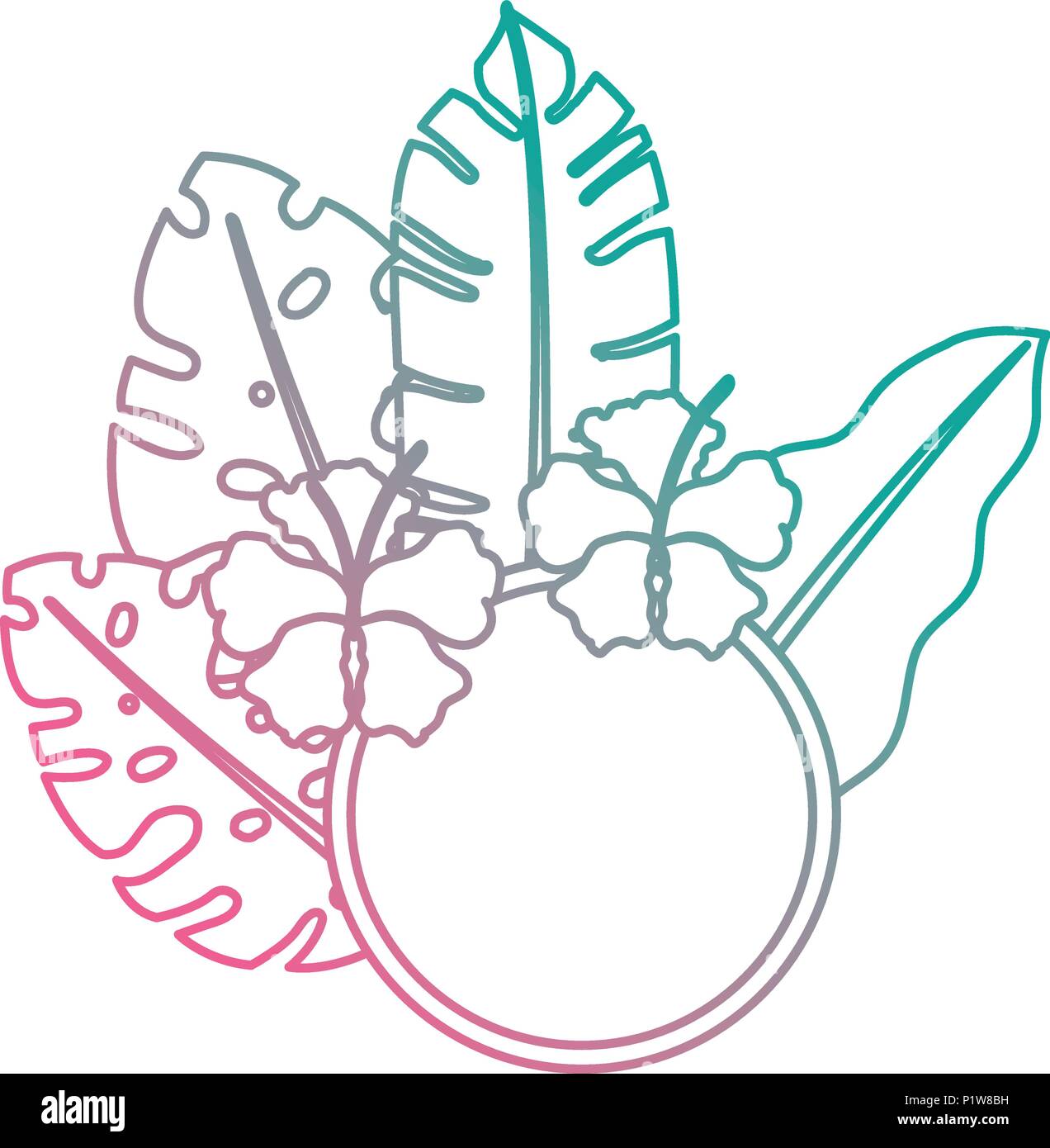 flowers and leafs garden circular frame Stock Vector Image & Art - Alamy