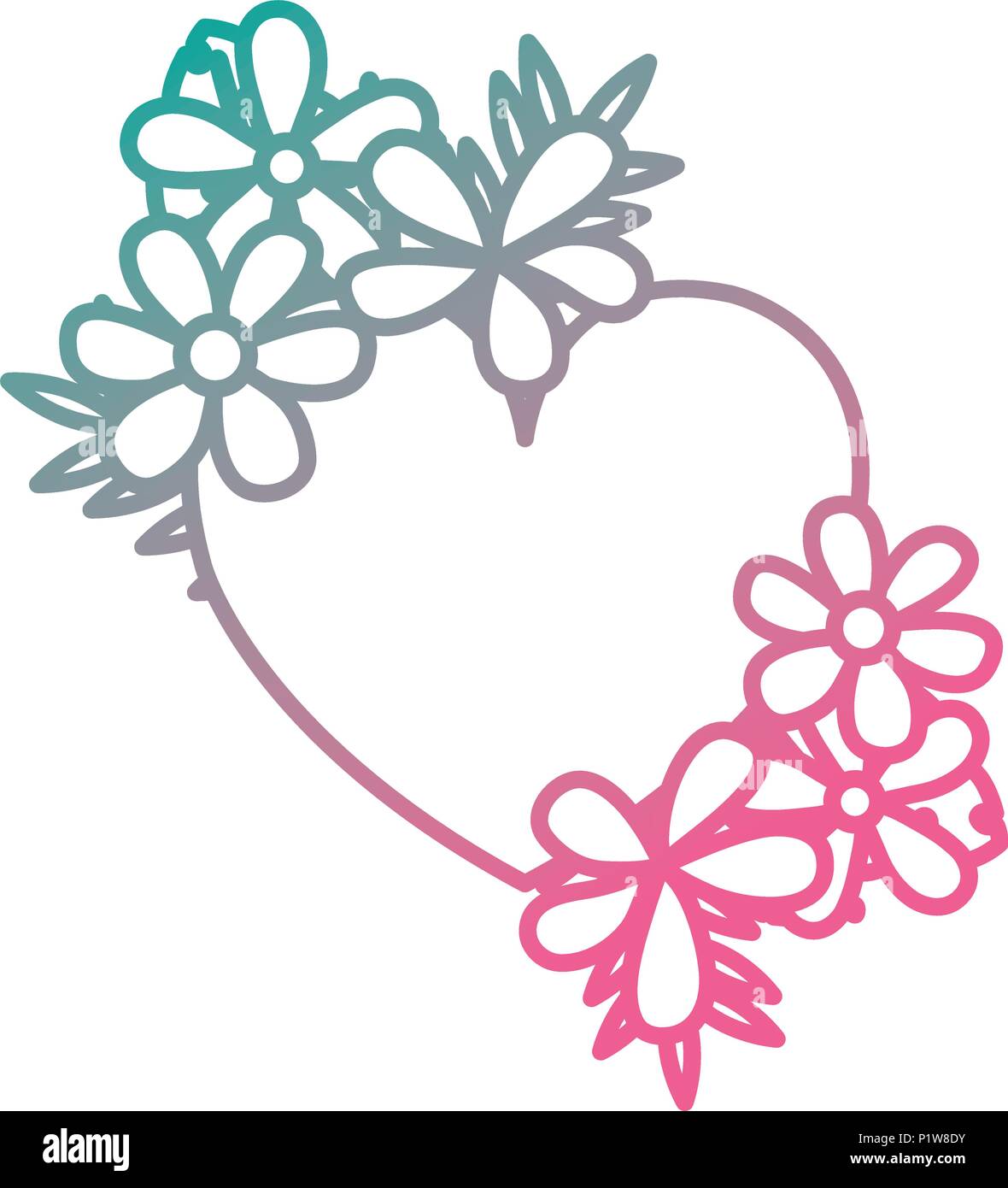heart love with flowers Stock Vector Image & Art - Alamy