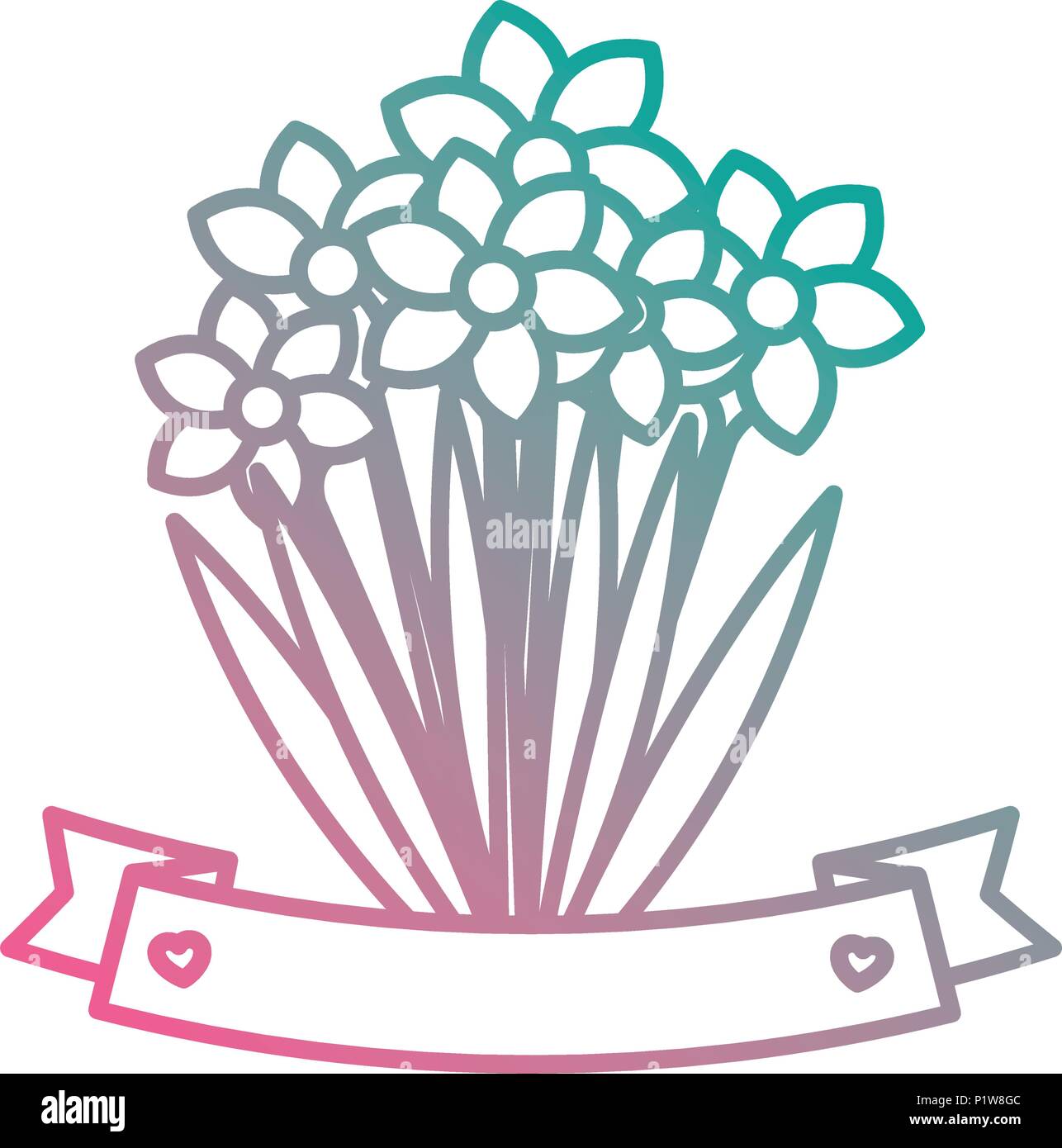 flowers and leafs garden with ribbon Stock Vector Image & Art - Alamy
