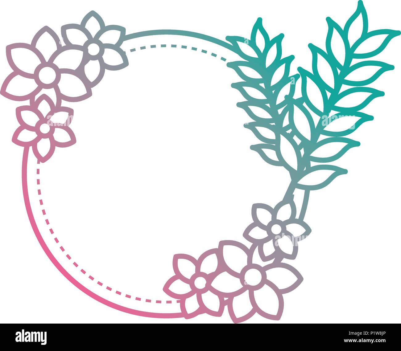 flowers and leafs garden circular frame Stock Vector Image & Art - Alamy