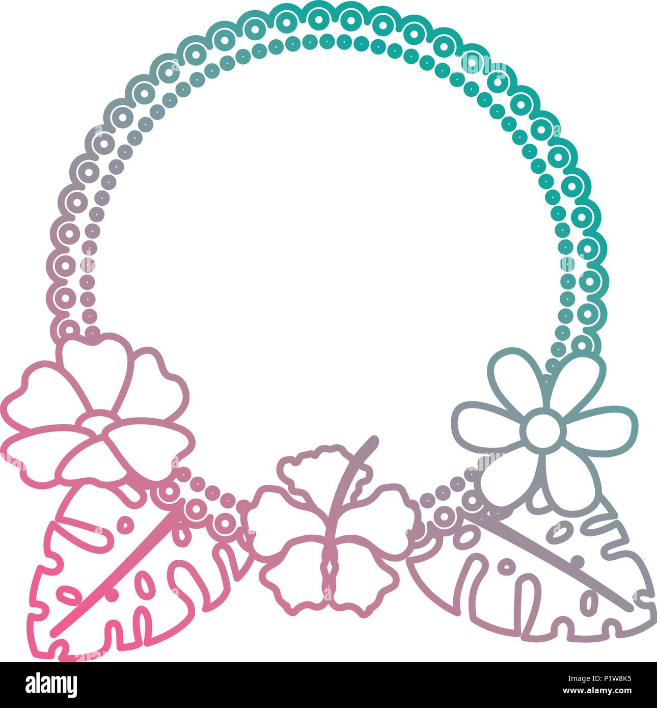 flowers and leafs garden circular frame Stock Vector Image & Art - Alamy