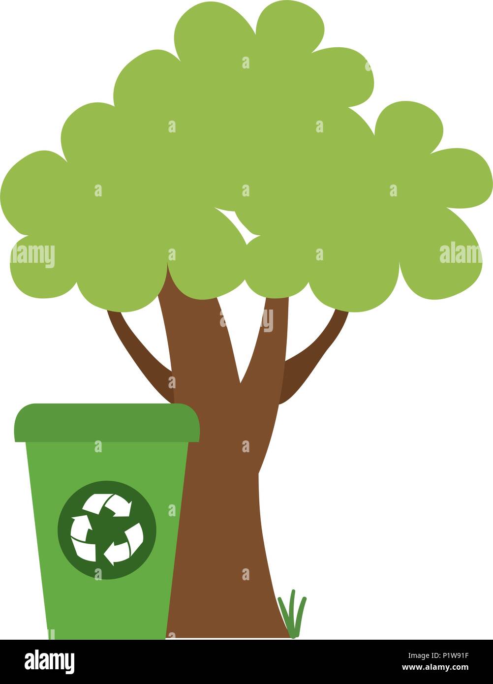 ecology tree plant with recycle bin Stock Vector