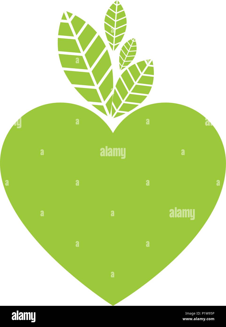 heart and leafs ecology icon Stock Vector