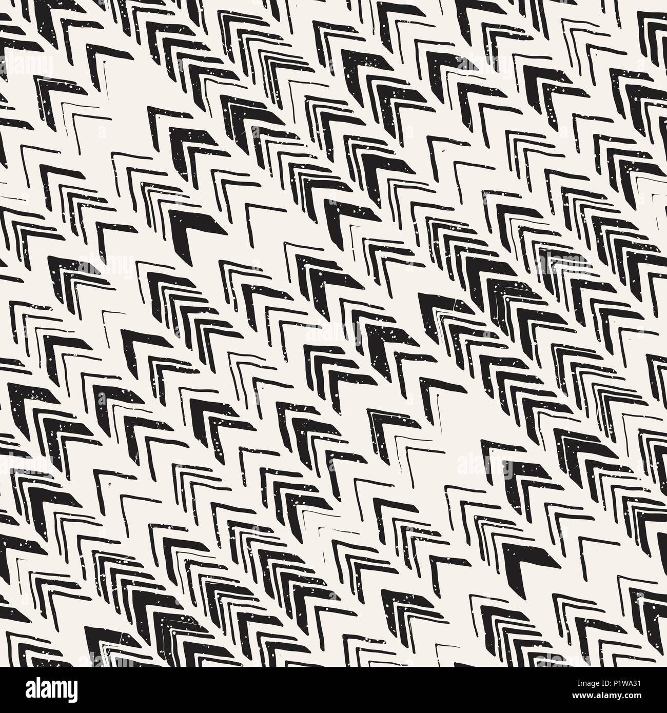 Seamless hand drawn style chevron pattern in black and white. Abstract ...
