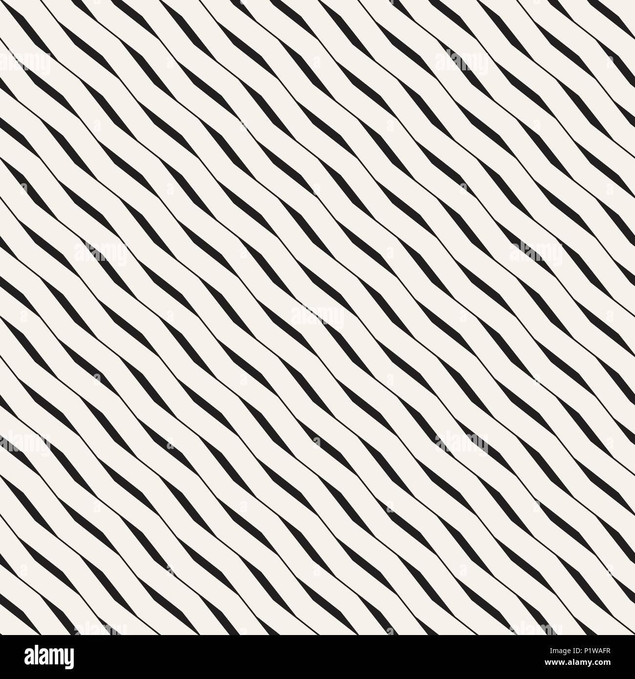 Vector Seamless Black and White Wavy Lines Simple Pattern. Abstract ...