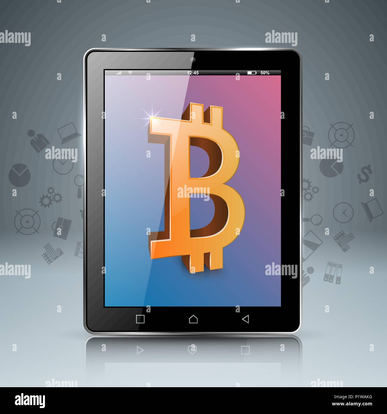 Bitcoins with a smartphone Stock Vector Images - Alamy