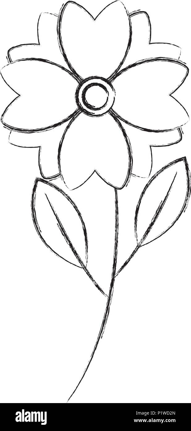 cute flower natural stem leaves image vector illustration sketch Stock  Vector Image & Art - Alamy