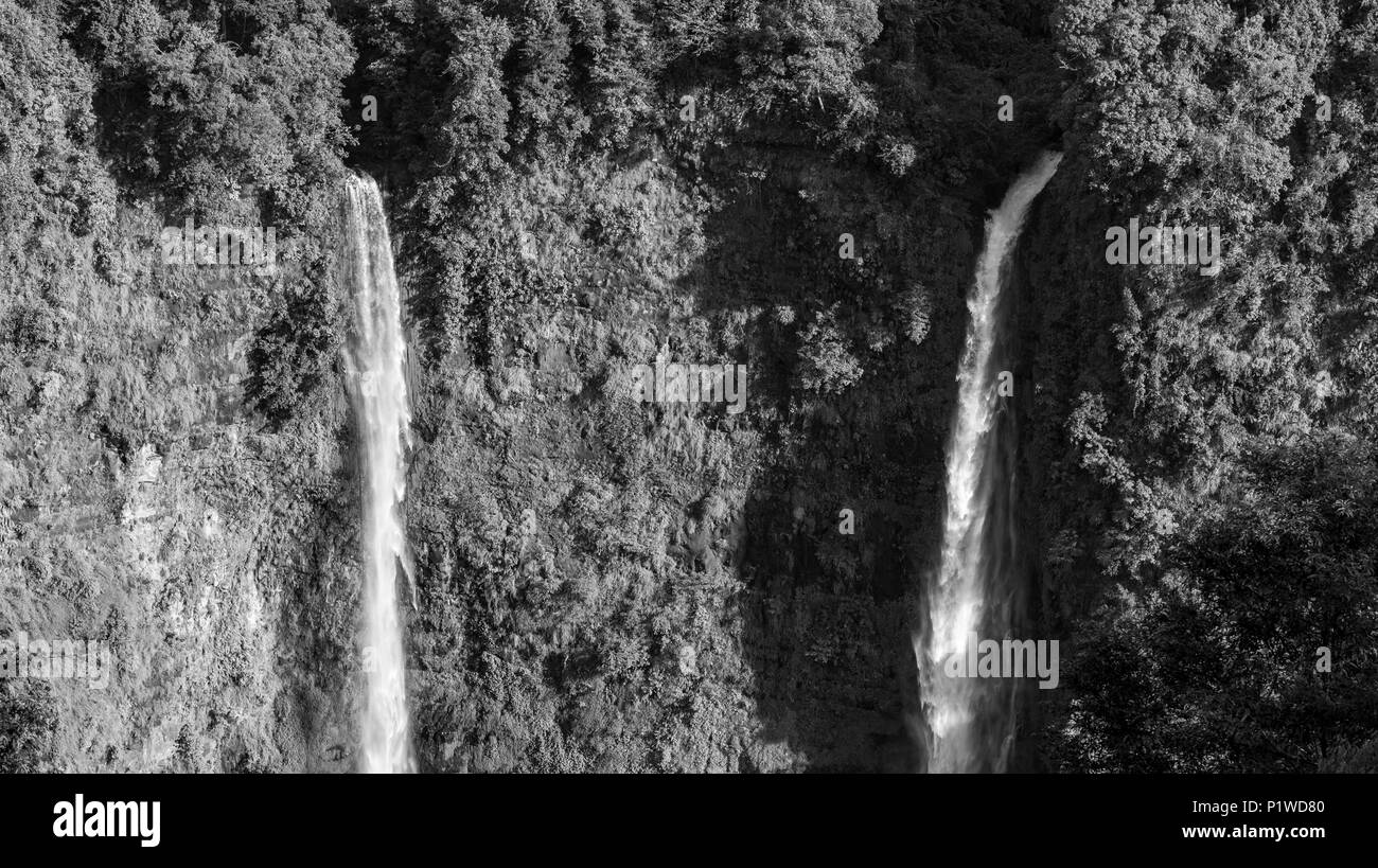 black and white waterfalls longest in Laos Stock Photo - Alamy