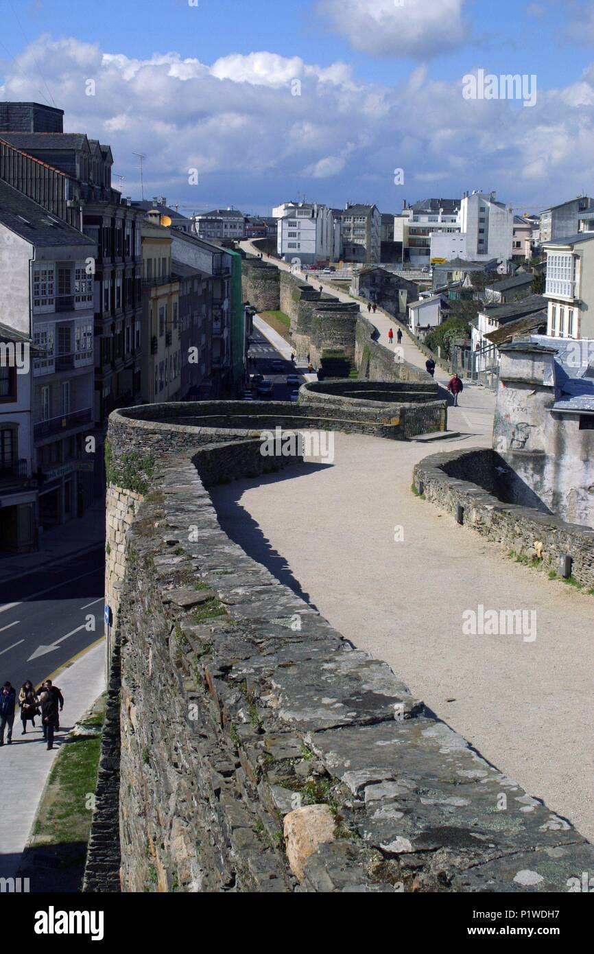 Lugo; murallas romanas y casco antiguo; patrimonio universal de la humanidad. Stock Photo