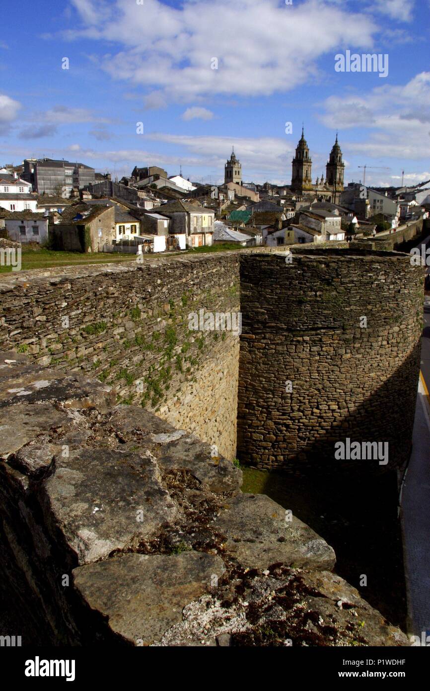 Lugo; murallas romanas, Catedral  y casco antiguo; patrimonio universal de la humanidad. Stock Photo