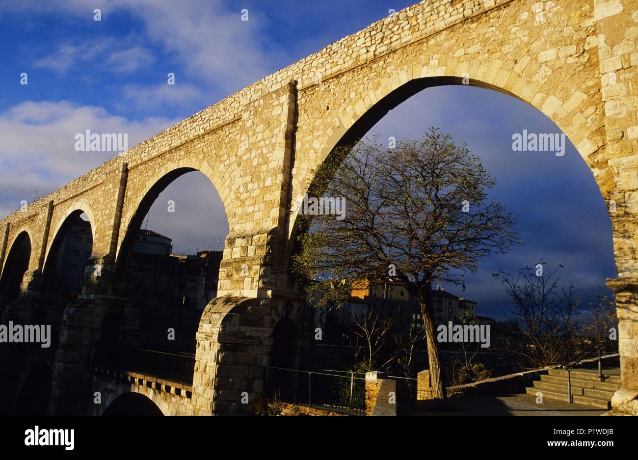 'Los Arcos' aqueduct. Stock Photo