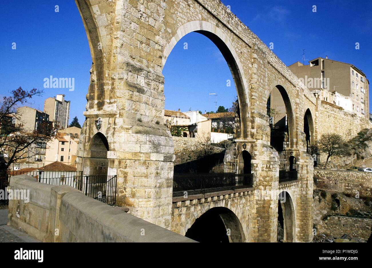 'Los Arcos' aqueduct. Stock Photo