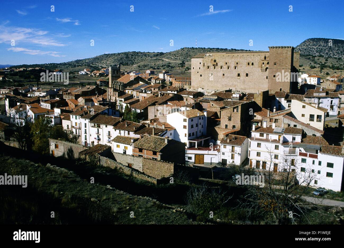 Mora de Rubielos, medieval town and castle. Stock Photo