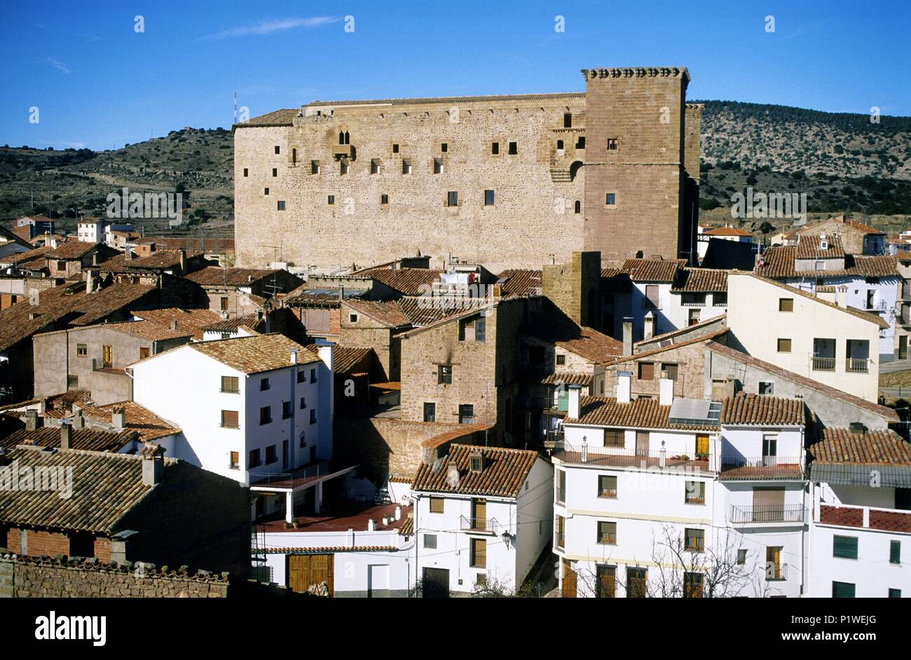 Mora de Rubielos, medieval town and castle. Stock Photo