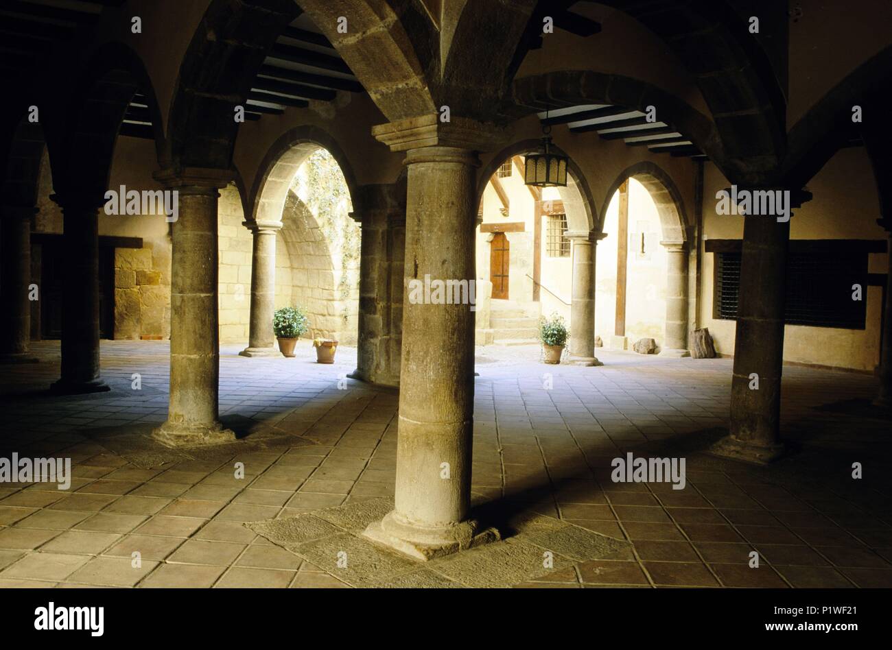 Rubielos de Mora, Ayuntamiento / Town Hall porched court (renaissance). Stock Photo