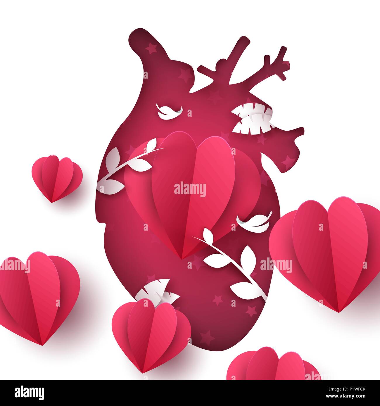 Love landscape. Medical heart illustration. Stock Vector