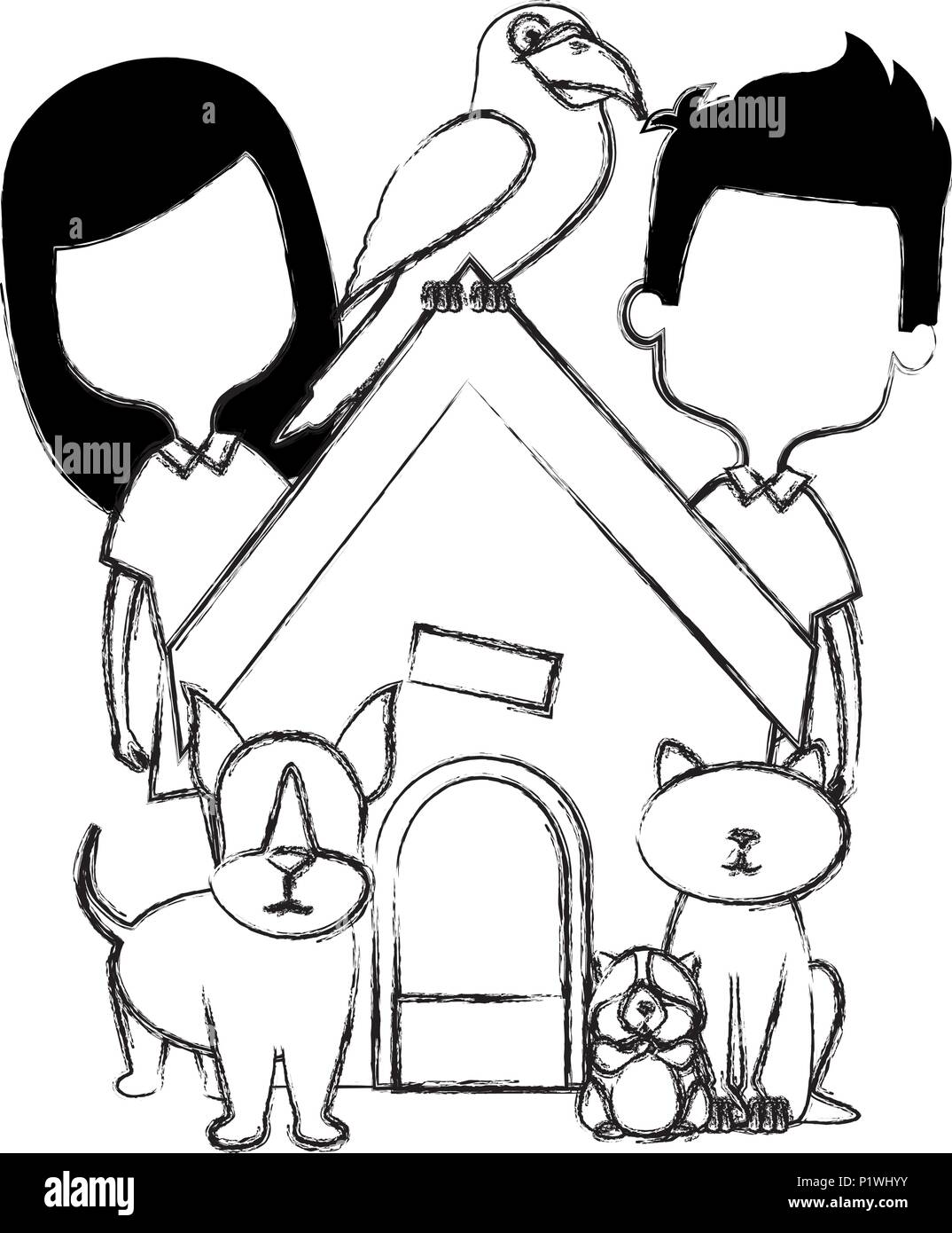 little kids with cute pets Stock Vector Image & Art - Alamy