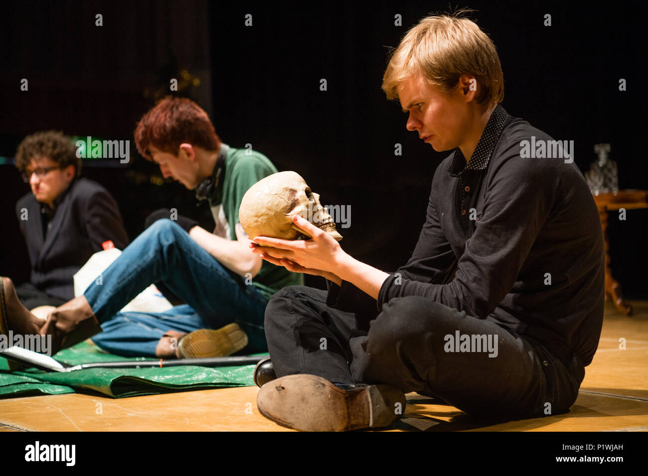'Alas poor Yorick': Amateur non-professional actors performing in a production of  the graveyard scene  in the classic English drama Hamlet , by William Shakespeare Stock Photo