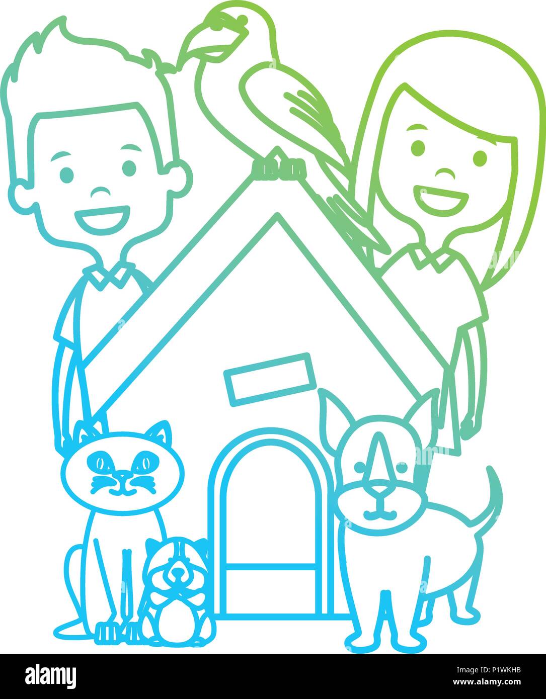 little kids with cute pets Stock Vector Image & Art - Alamy