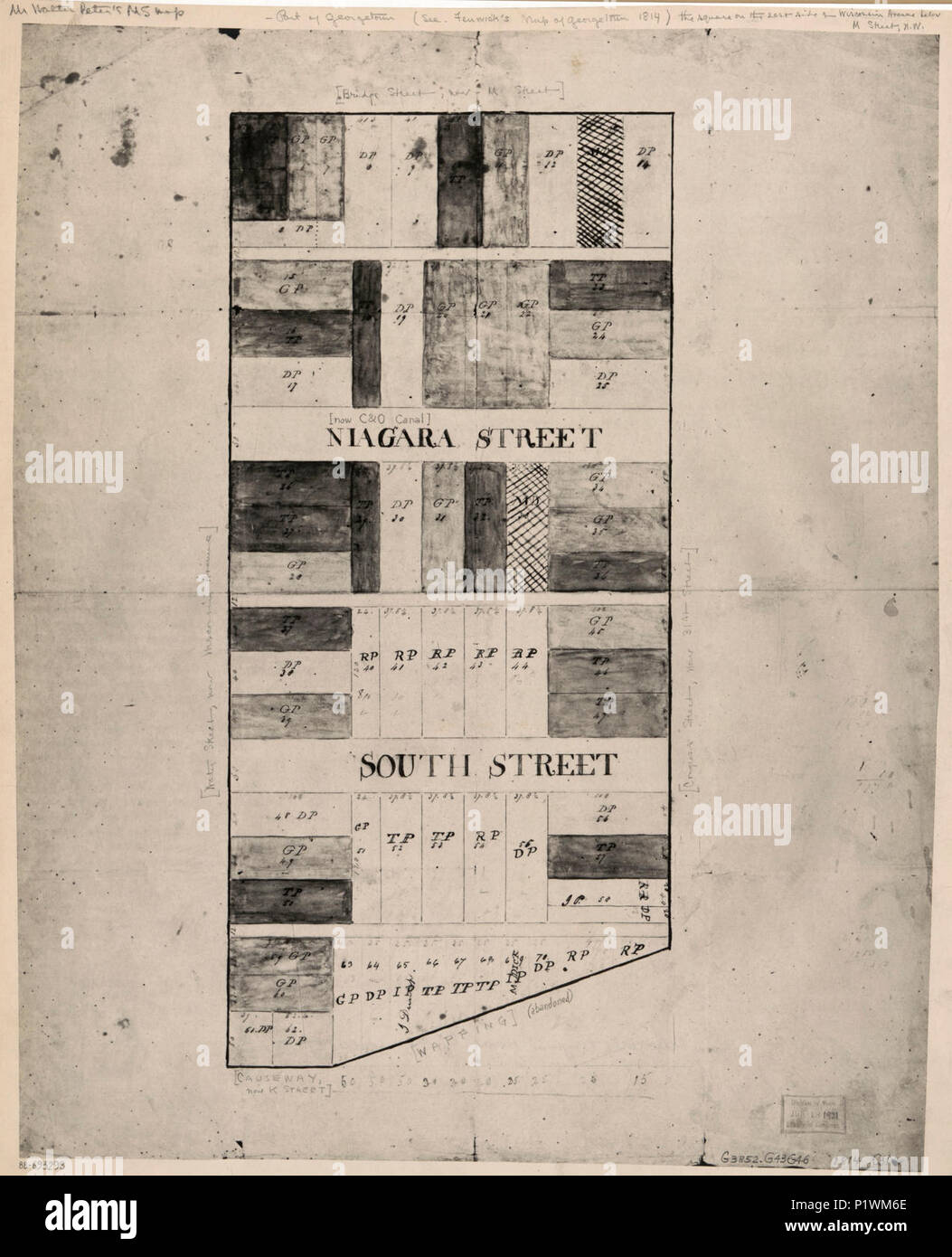 (Cadastral map of 2Peter's square,2 Georgetown, Washington D.C.). LOC 88693298. Stock Photo