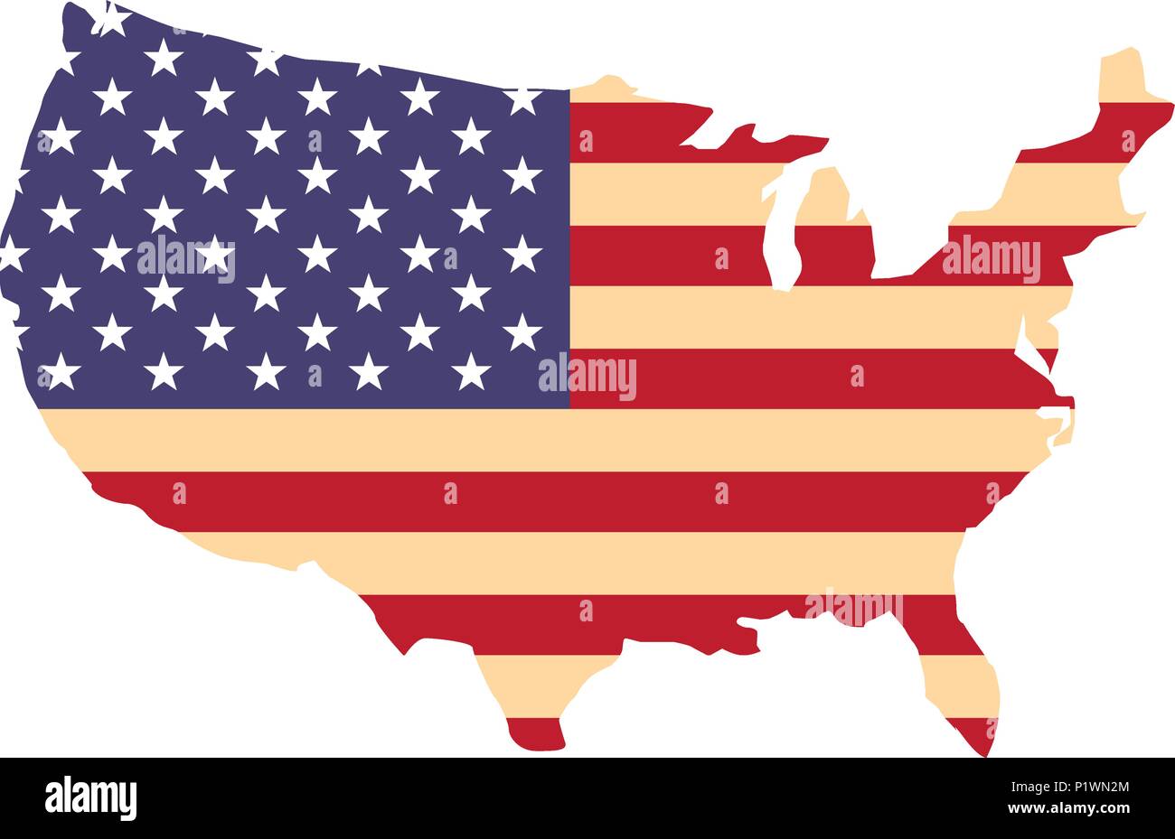 united states of america flag in map vector illustration Stock Vector ...