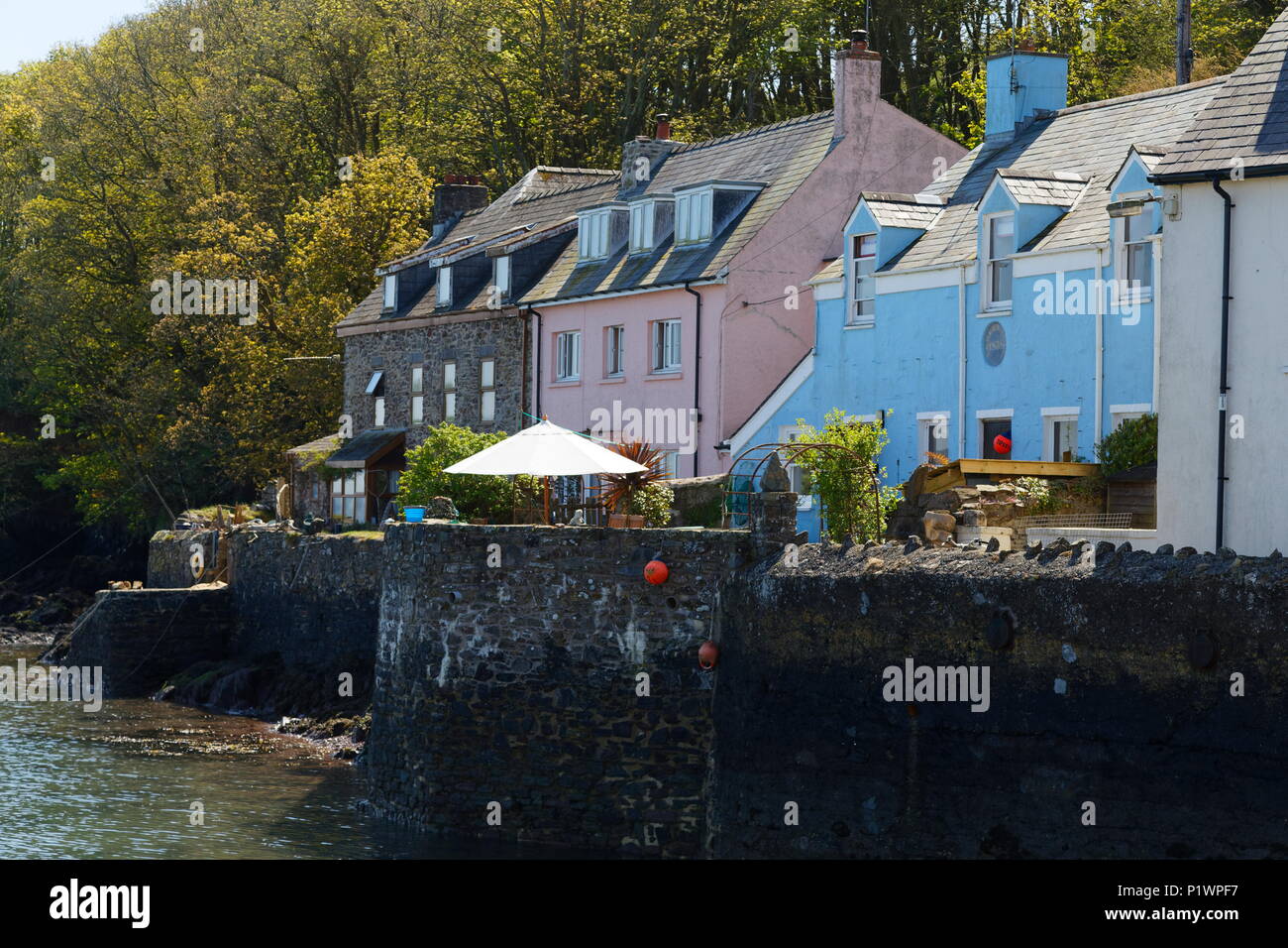 Cottages by the sea in Dale Pembrokeshire Wales Stock Photo Alamy