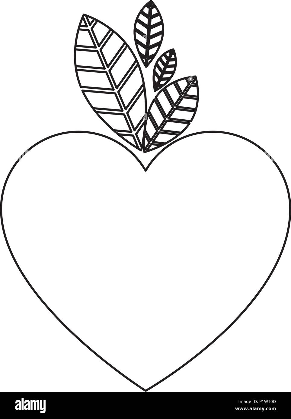heart and leafs ecology icon Stock Vector