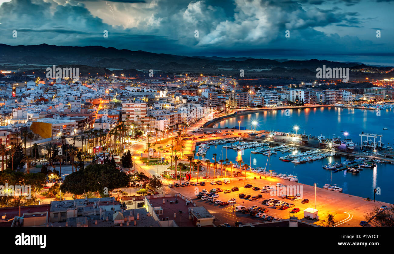Aguilas by night,spain Stock Photo
