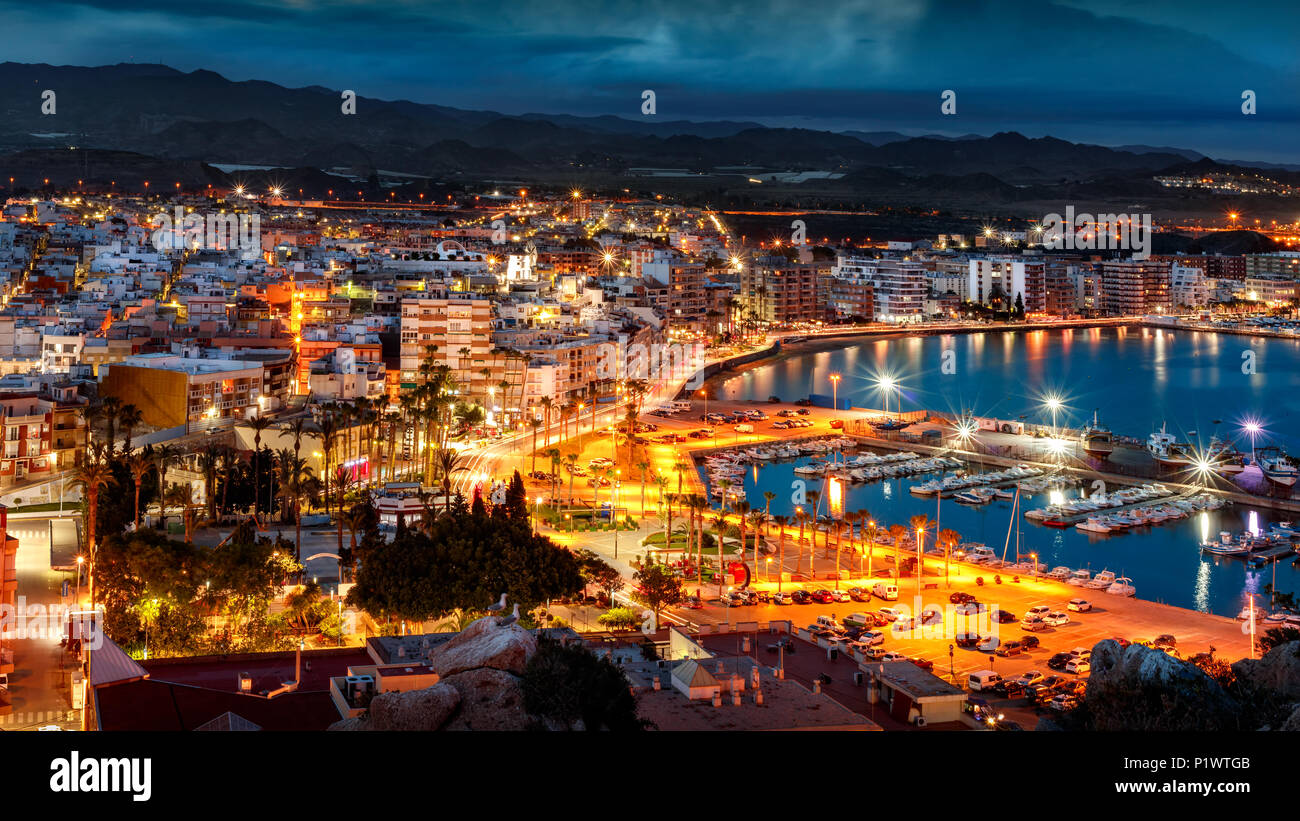 Aguilas,spain by night Stock Photo