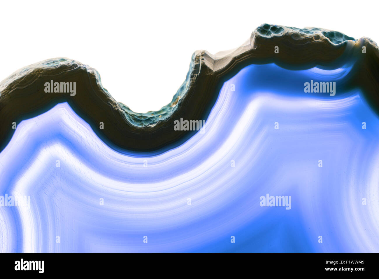 Abstract background - blue slice mineral isolated on white background Stock Photo