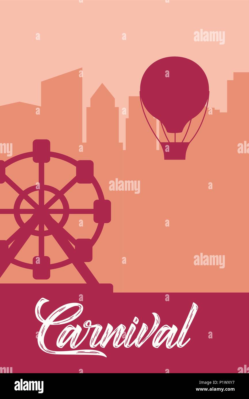 design of carnival circus with hot air balloon and ferris wheel ...