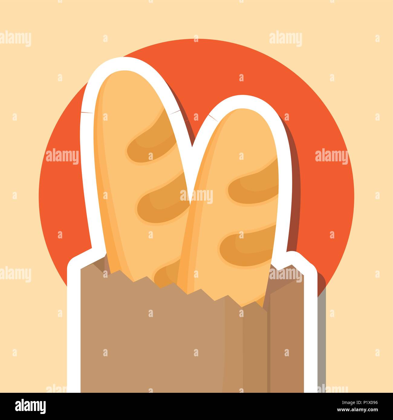 Download Bag With Breads Over Yellow Background Colorful Design Vector Illustration Stock Vector Image Art Alamy PSD Mockup Templates