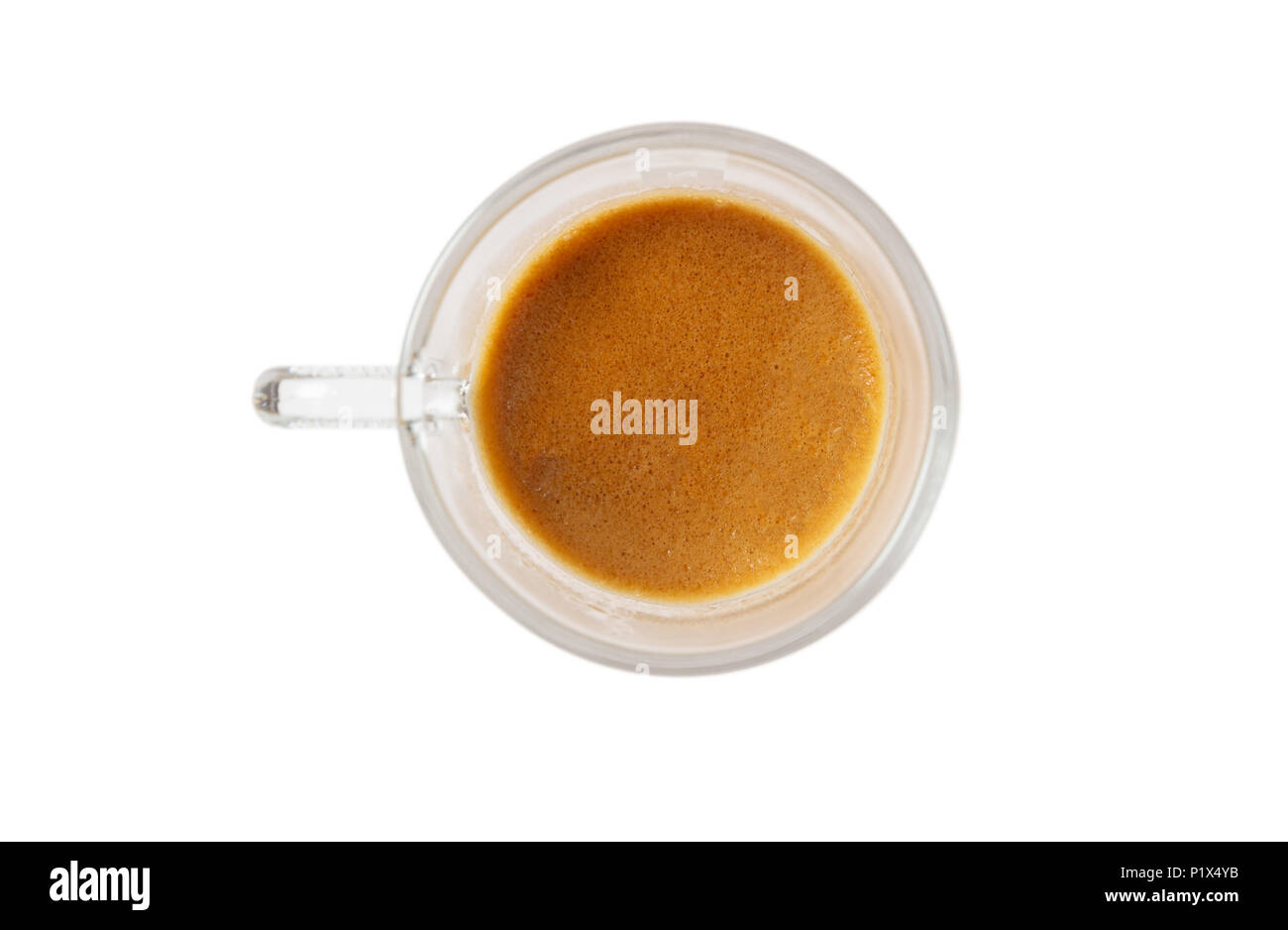 Coffee time concept. Glass espresso coffee cup with top view isolated on a white background Stock Photo