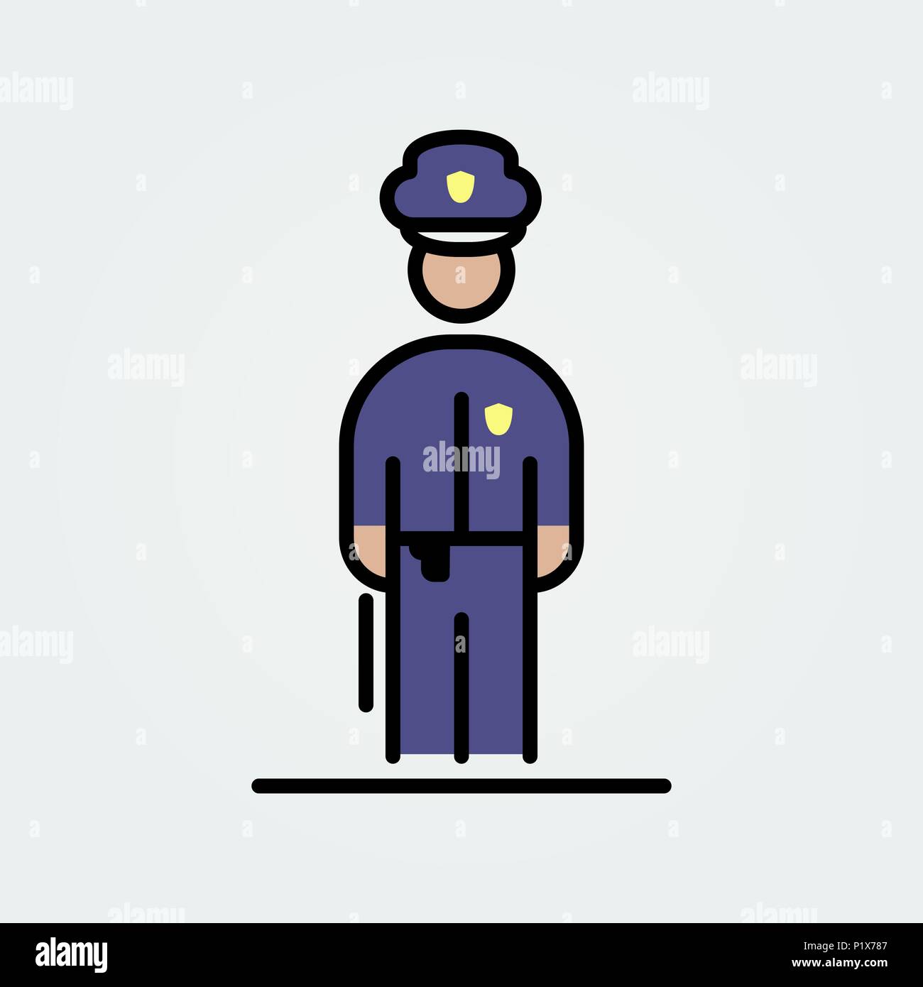 Policeman icon avatar simple flat style illustration. Stock Vector