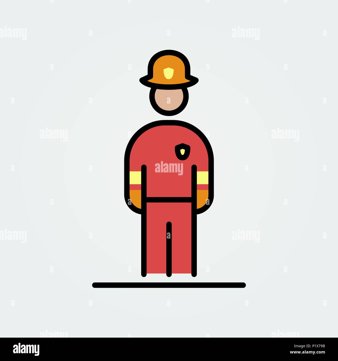 Fireman icon avatar simple flat style illustration. Stock Vector
