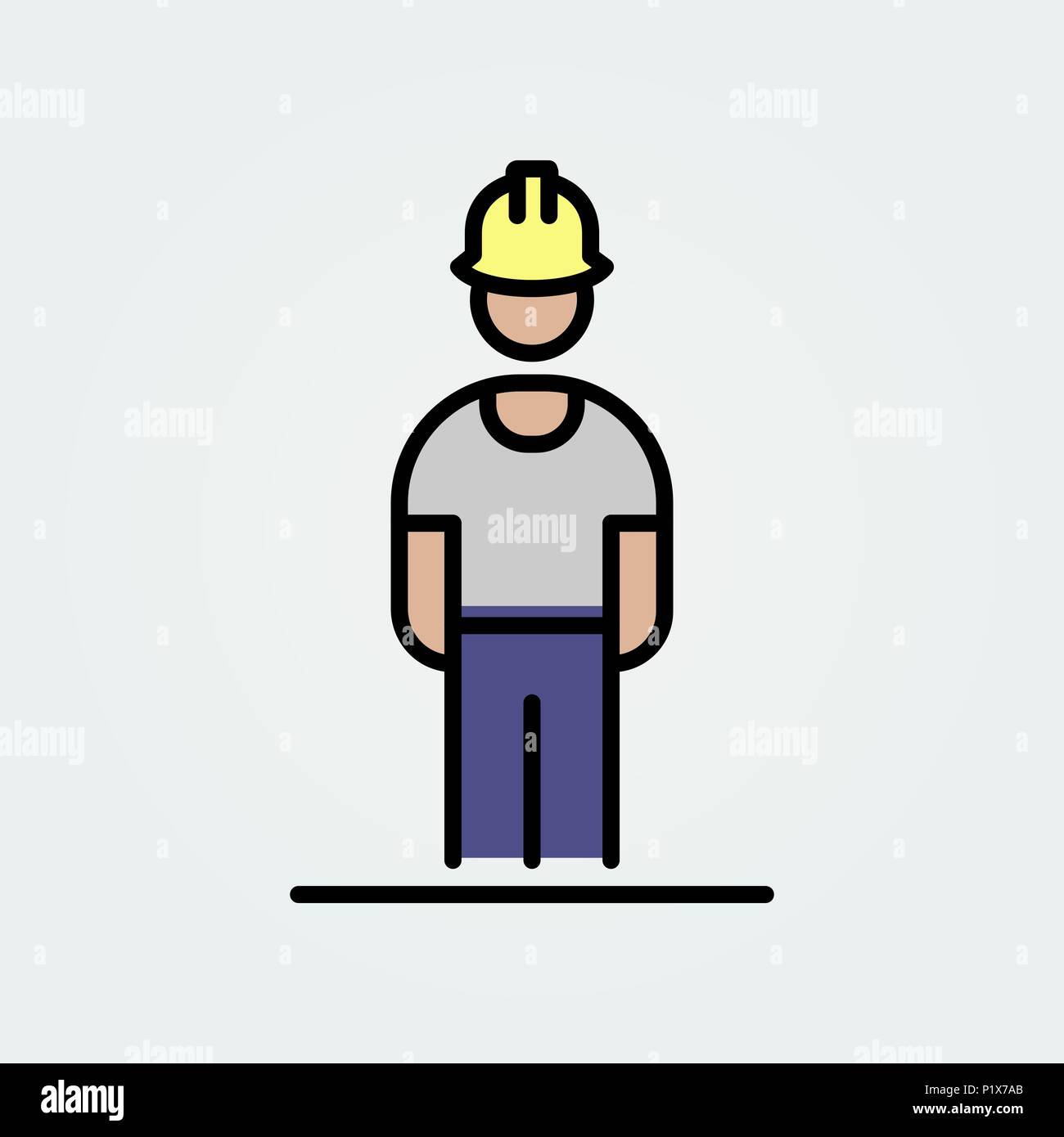 Worker icon avatar simple flat style illustration. Stock Vector