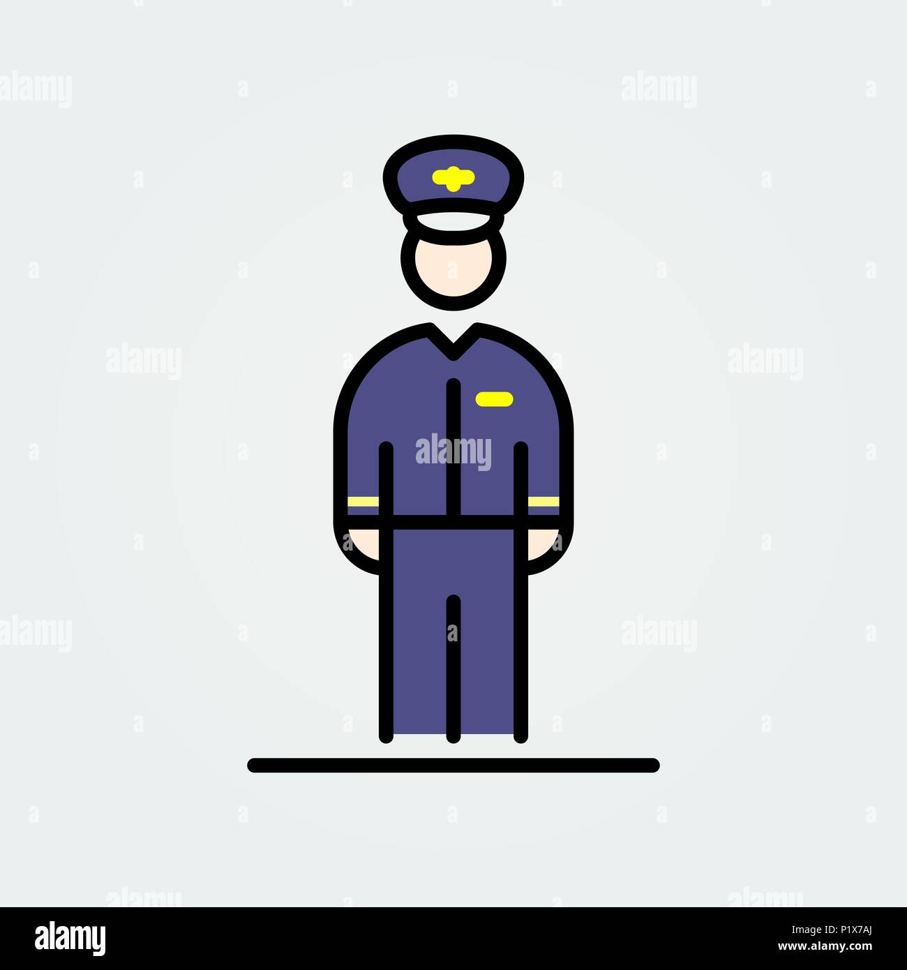 Aviation pilot icon avatar simple flat style illustration. Stock Vector