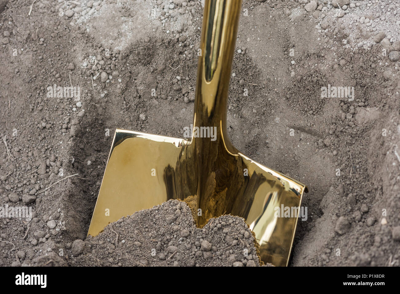 Golden shovel at the groundbreaking ceremony for the redevelopment of