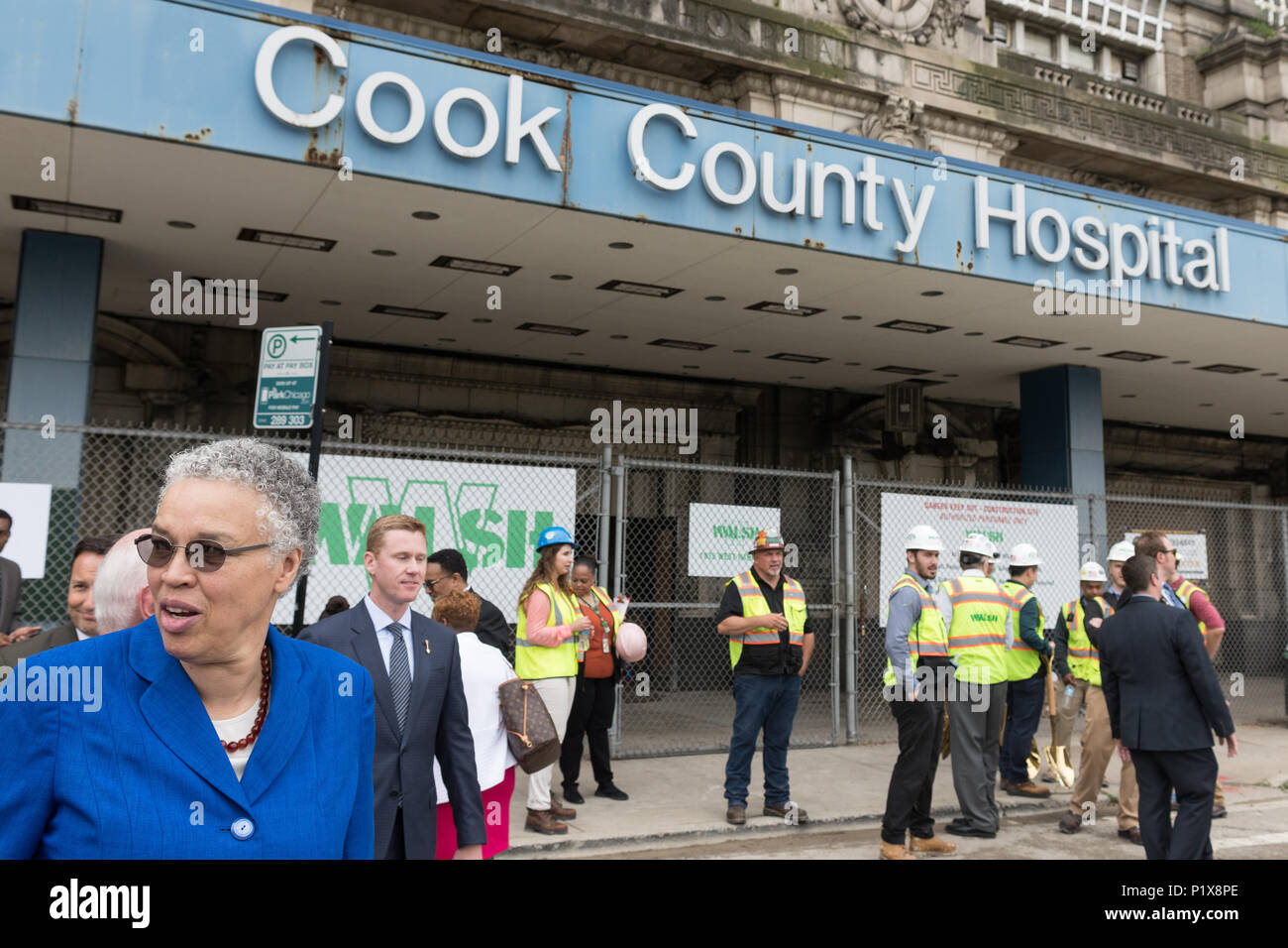 Cook County Board President Toni Preckwinkle at the groundbreaking ceremony for the redevelopment of Cook County Hospital Stock Photo