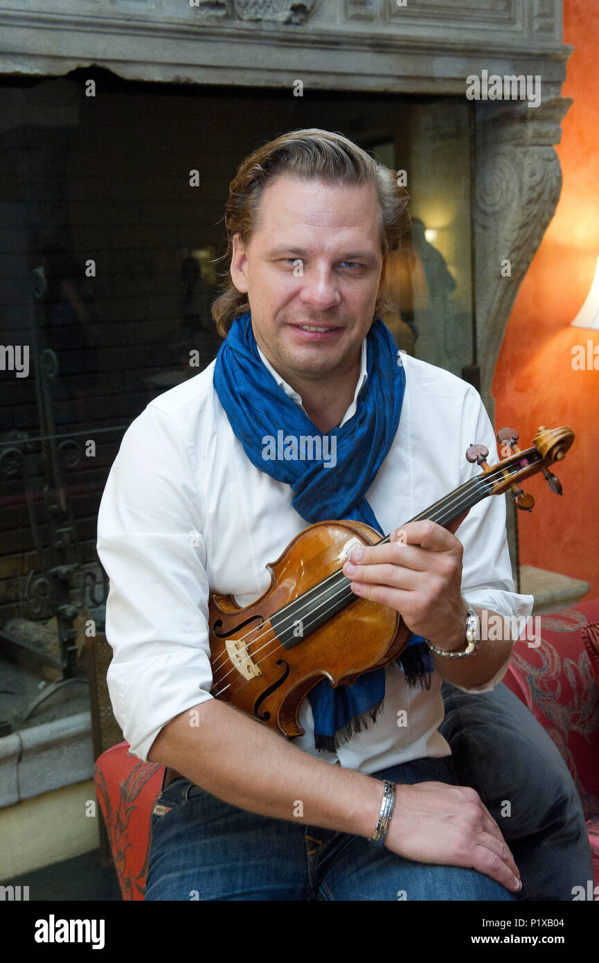 Italy, Lombardy, Milan 'Stradivari Festival' of Cremona. In the picture: violinist Kirill Troussov with the violin 'Brodsky' by Stradivari of 1702. Stock Photo