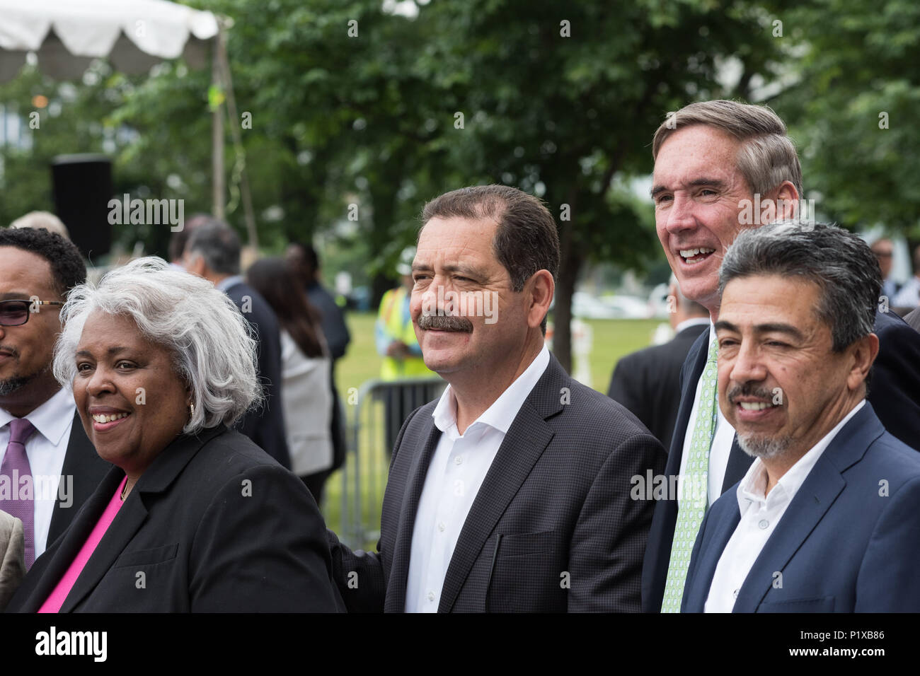 Attendees at the groundbreaking ceremony for the redevelopment of Cook