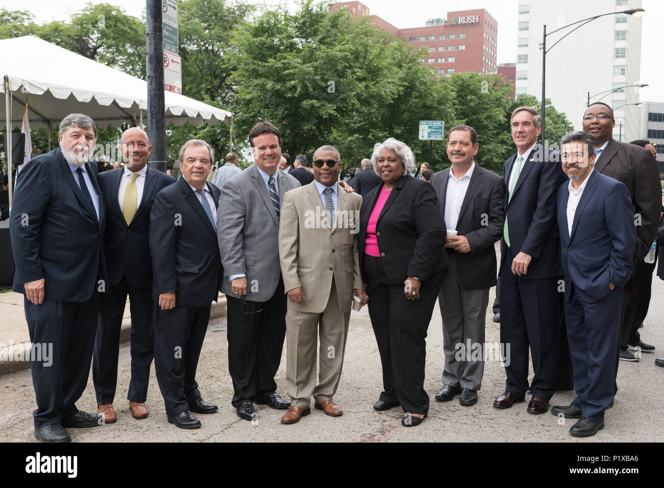 Attendees at the groundbreaking ceremony for the redevelopment of Cook