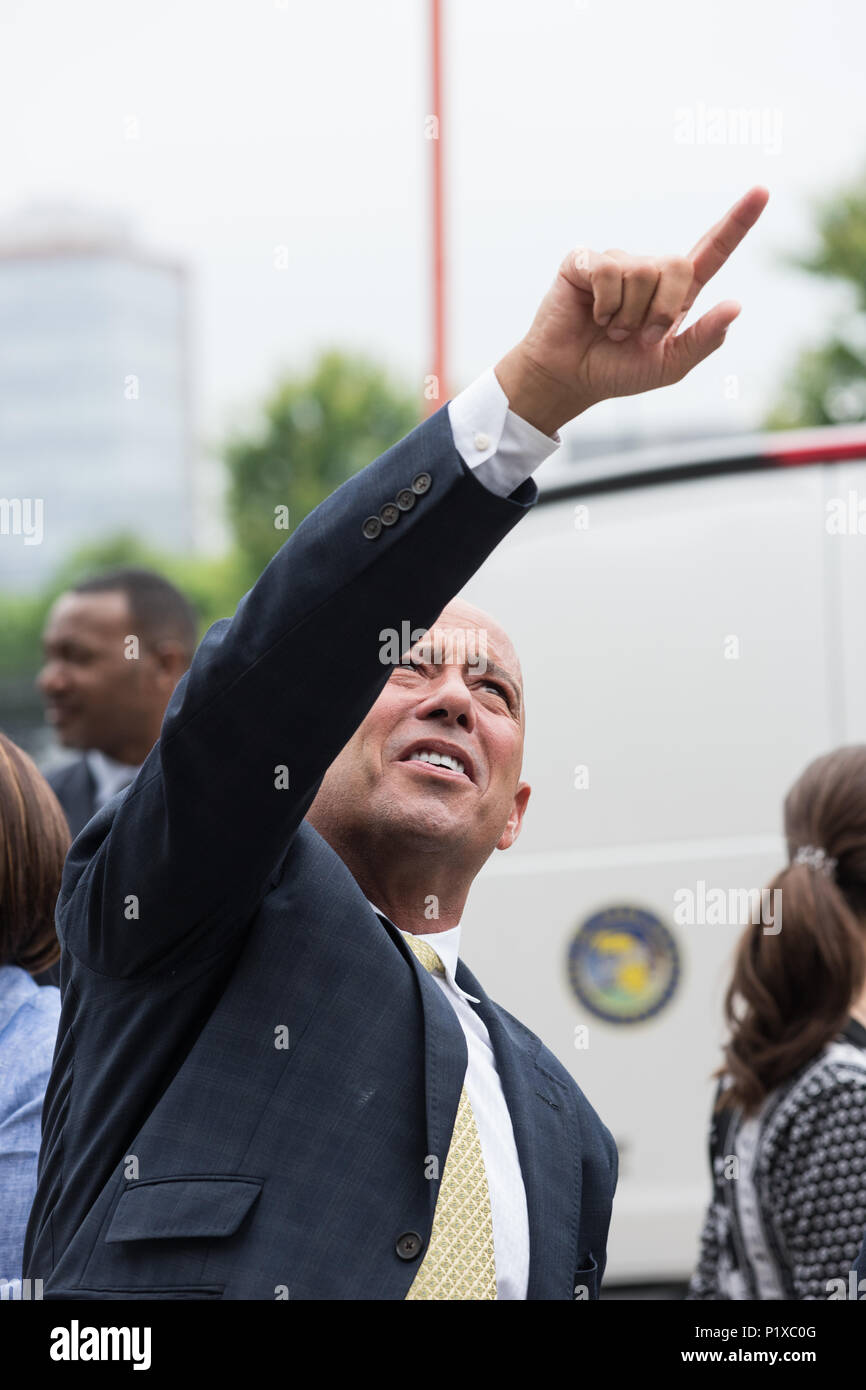 Attendees at the groundbreaking ceremony for the redevelopment of Cook