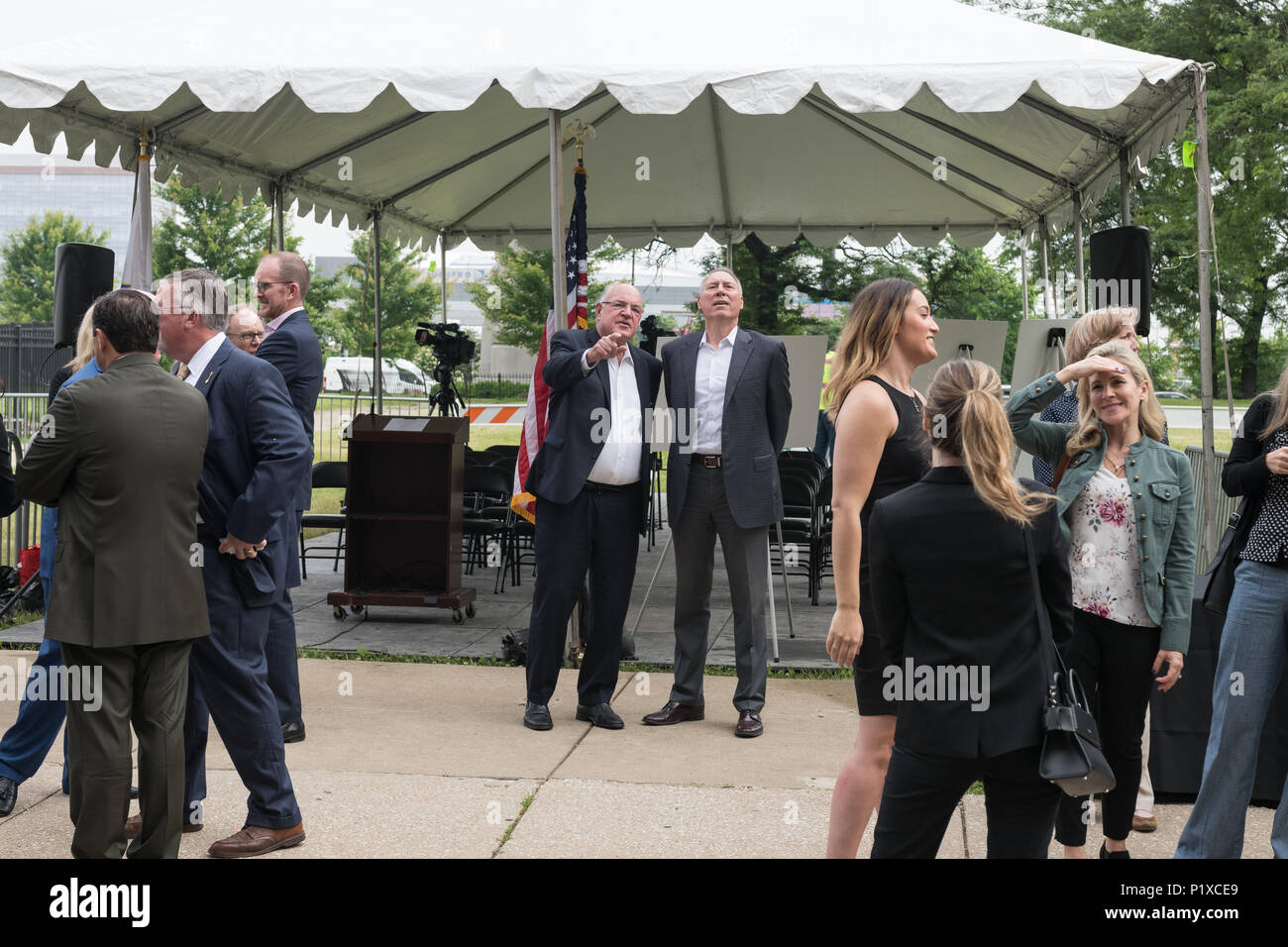 Attendees at the groundbreaking ceremony for the redevelopment of Cook