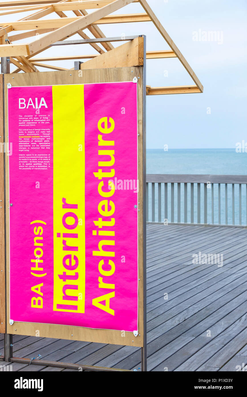 Display boards for architecture degree courses on show at the pier in