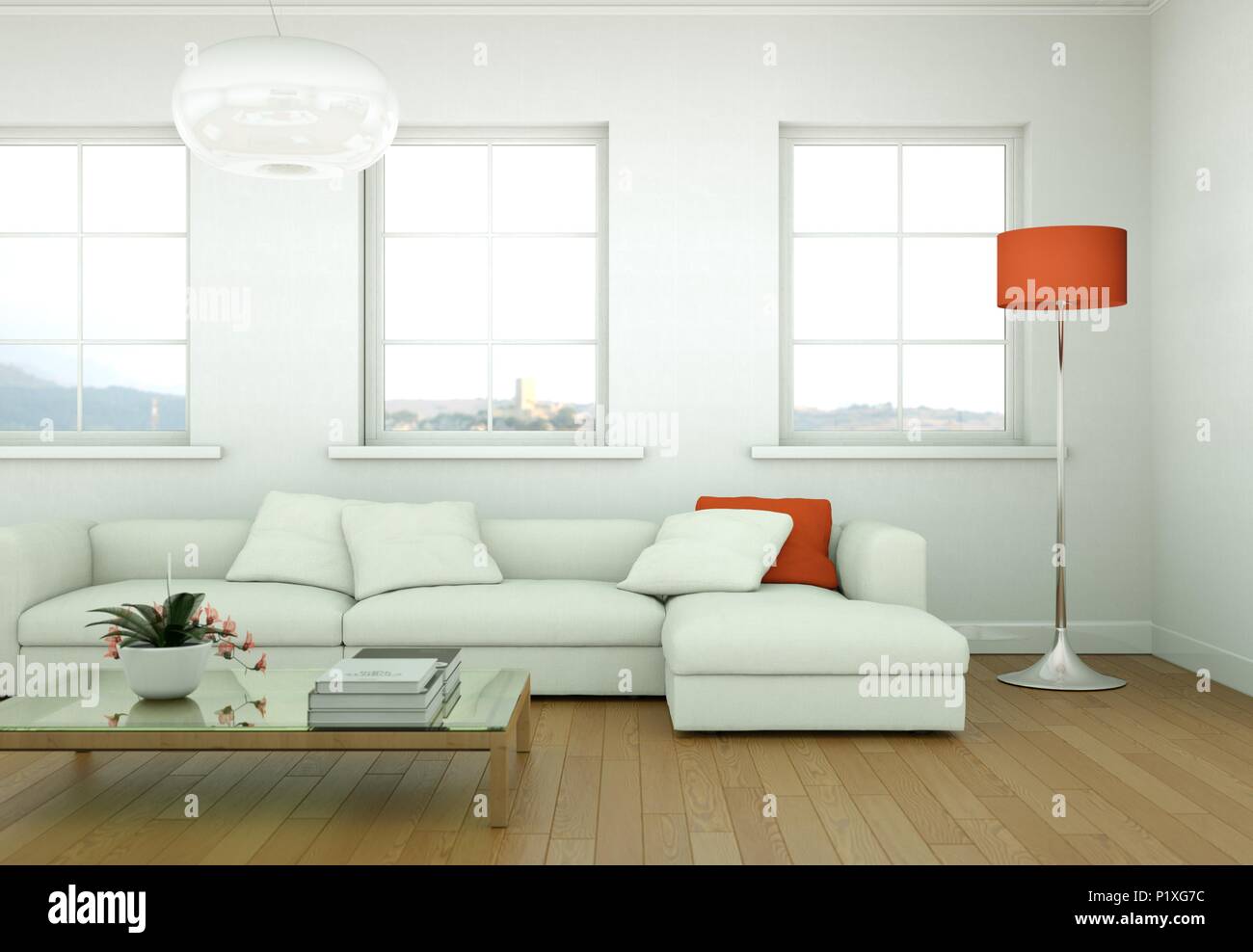 Modern bright living room interior design with sofas Stock Photo - Alamy