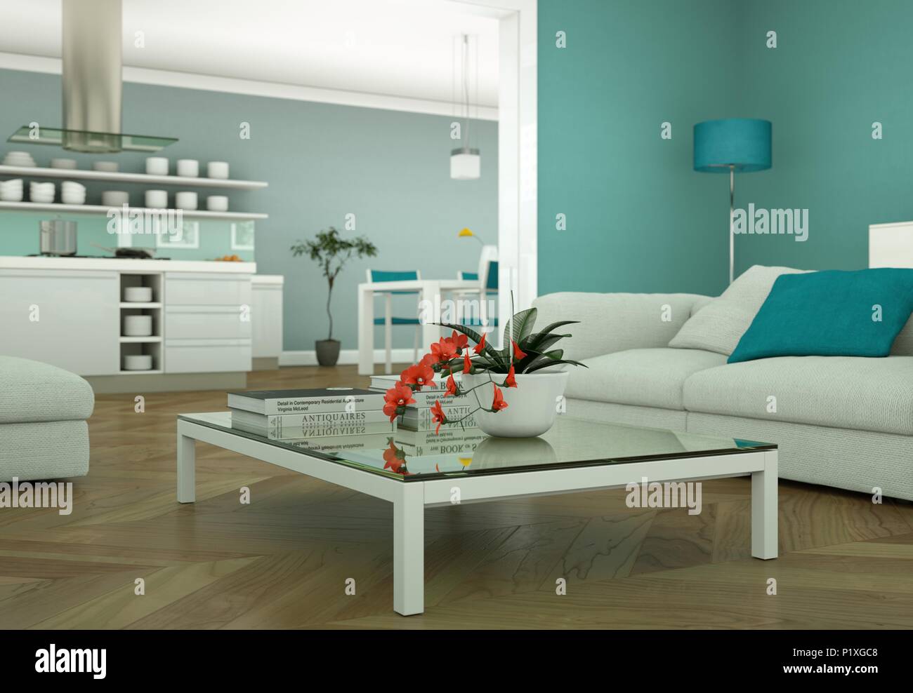 Modern bright living room interior design with sofas Stock Photo - Alamy