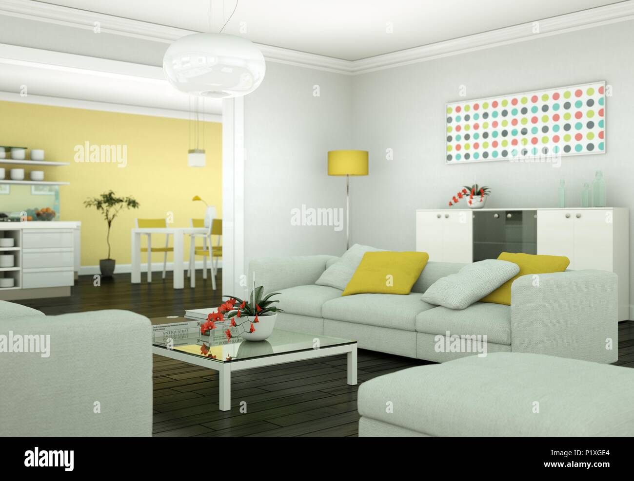 Modern bright living room interior design with sofas Stock Photo Alamy