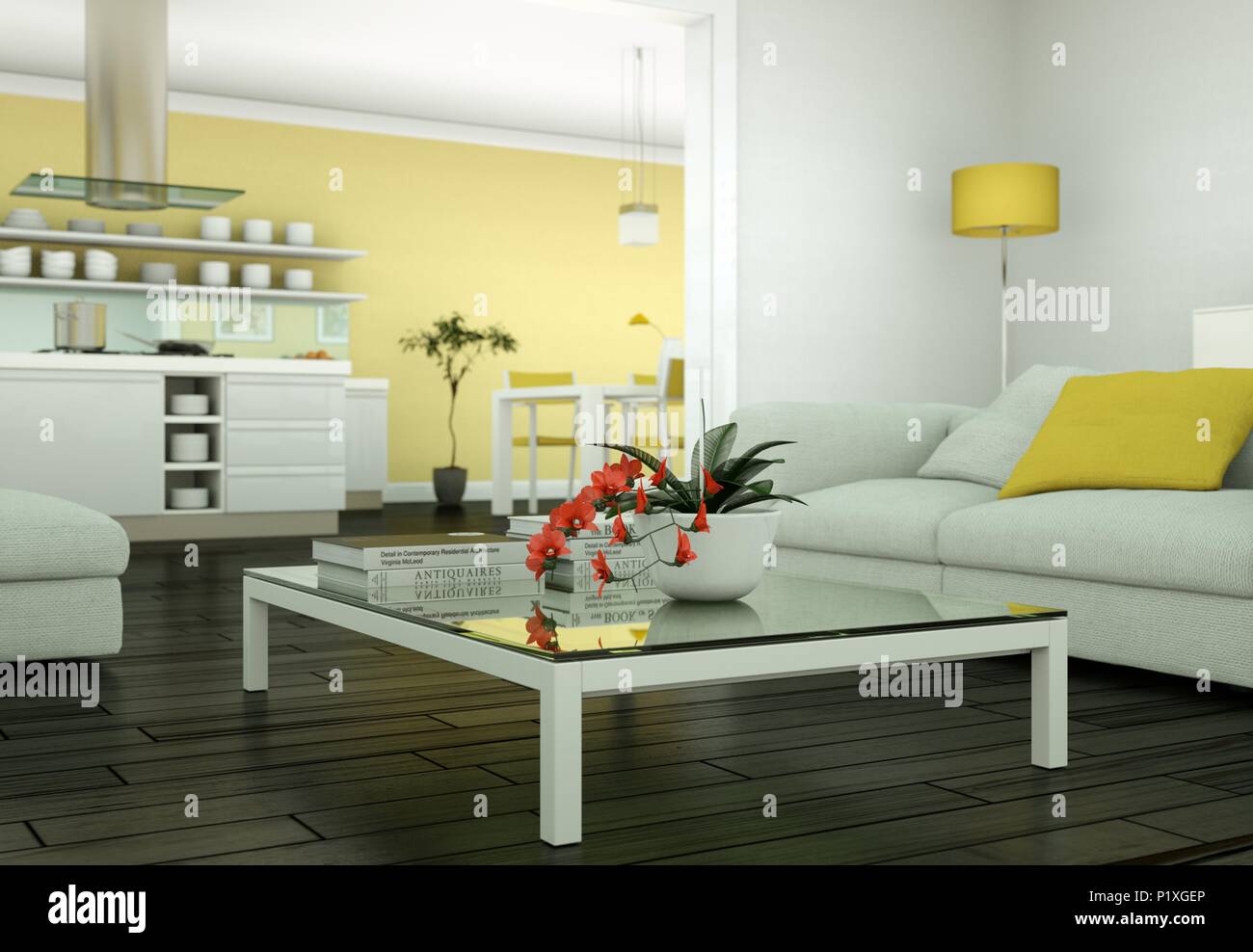 Modern bright living room interior design with sofas Stock Photo - Alamy