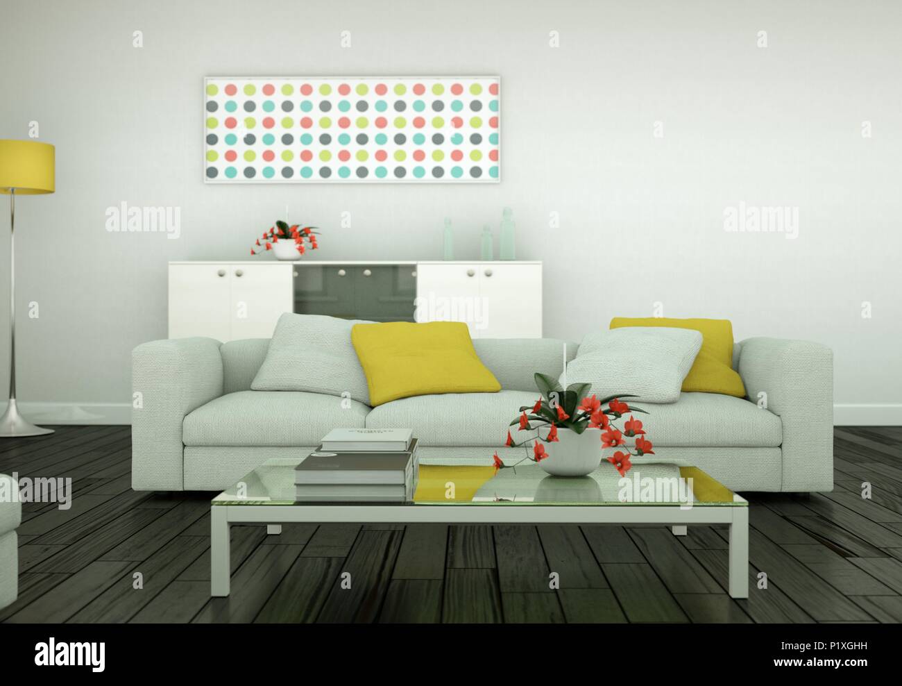 Modern bright living room interior design with sofas Stock Photo - Alamy